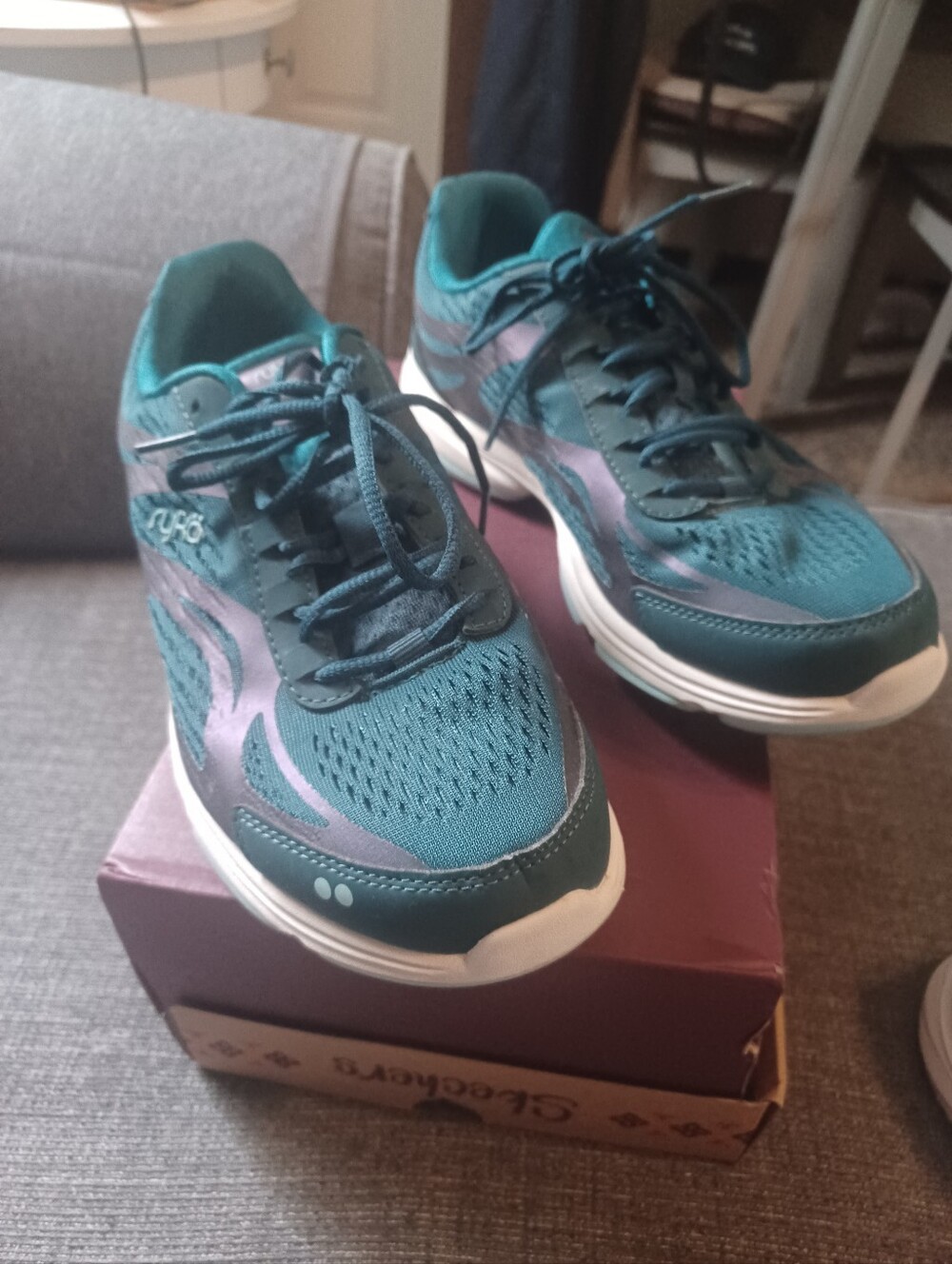 Ryka Teal Lace-Up Athletic Walking Shoes